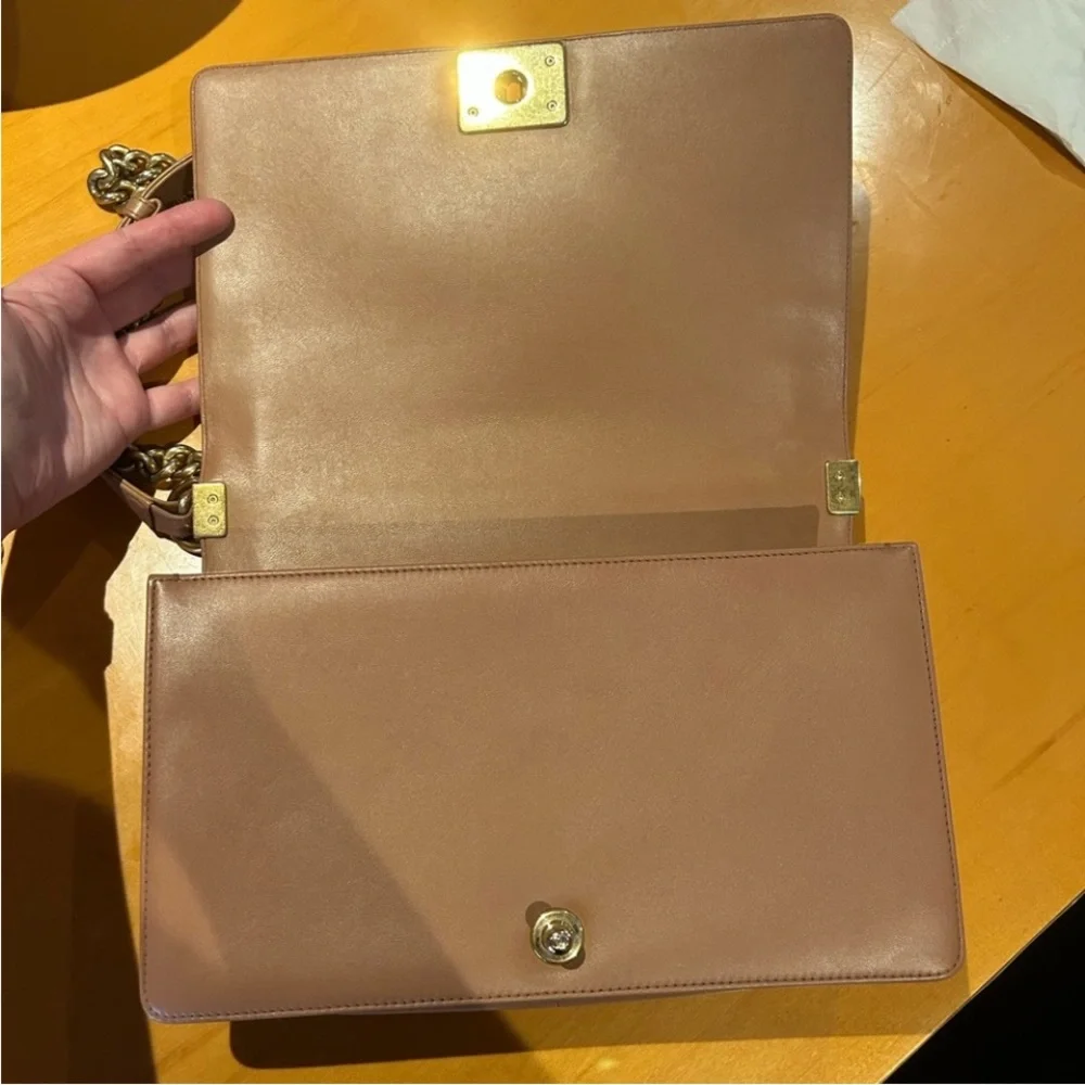 Authentic Chanel Caviar Boy Medium 21K Caramel Bag GHW